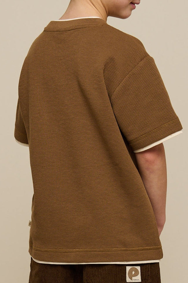 Textured Short Sleeve T-Shirt - Tween - Coffee | 100712 Malthe
