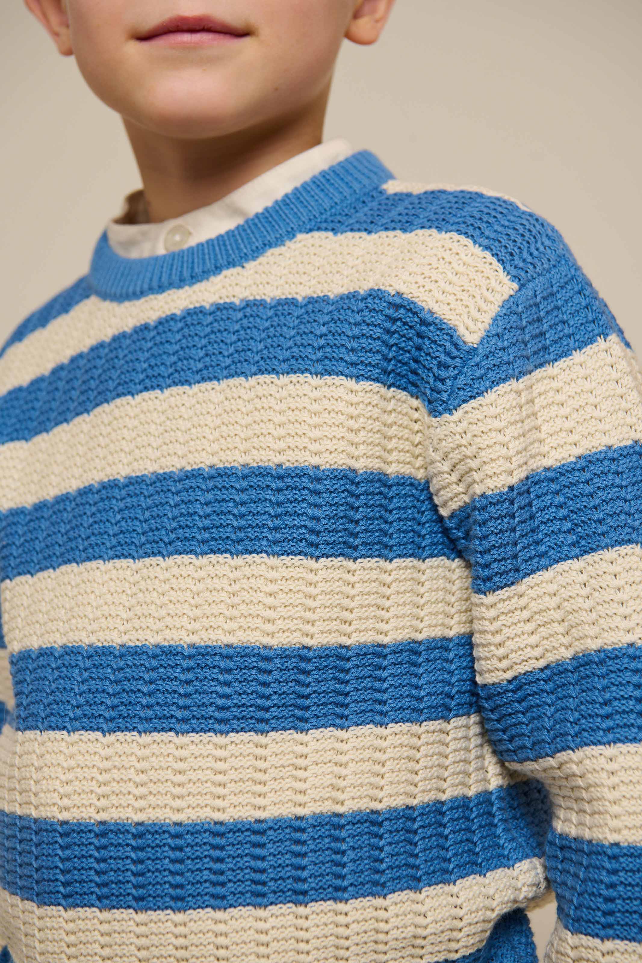 Knit Striped - Tween - Dusty Blue / Offwhite | 101284 Brady