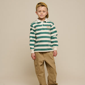 Striped Polo Sweatshirt - Tween - Tropical Green/Offwhite | 101341 Marco