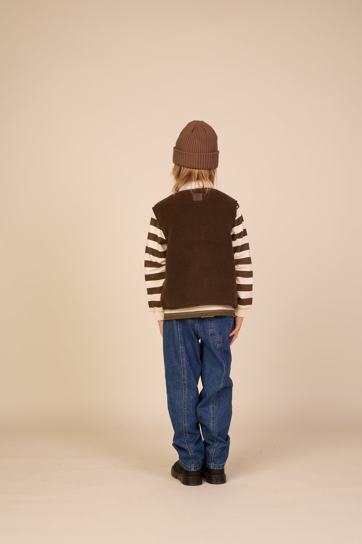 Striped Polo Sweatshirt - Tween - Dark Brown/Offwhite | 101398 Marco