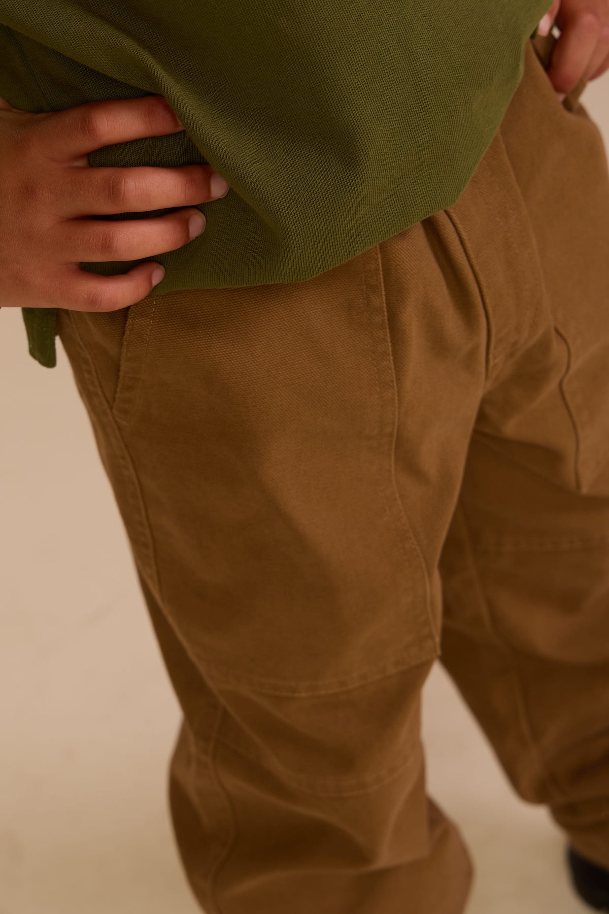 Canvas Patch Pocket Trousers - Kids - Light Brown | 101533 Greyson