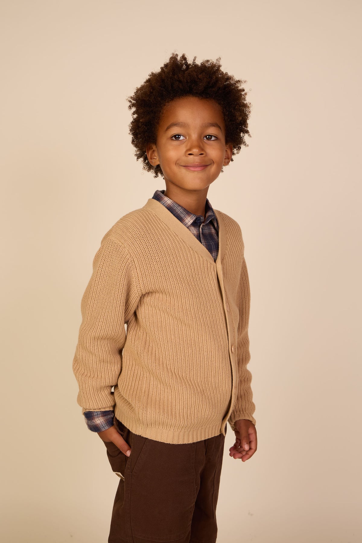 Brioche Stitch Cardigan - Tween - Beige | 101246 Clark