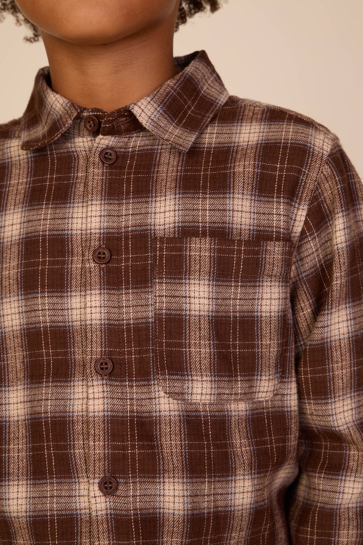 Checked Flannel Shirt - Tween - Brown/Navy | 101652 Edwin