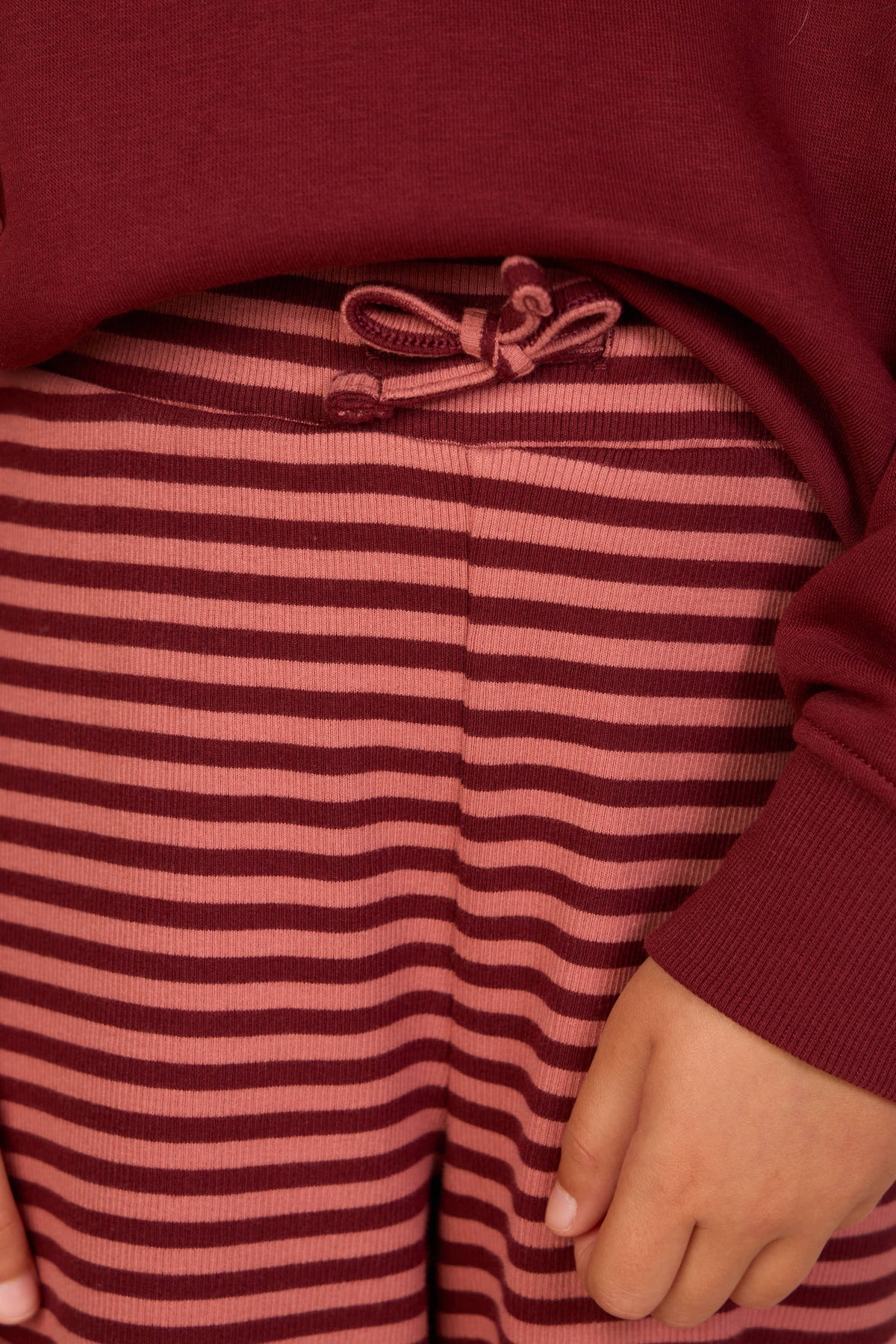 Striped Wide-Leg Rib Trousers - Tween - Dusty Rose/Bordeaux | 101607 Gloria