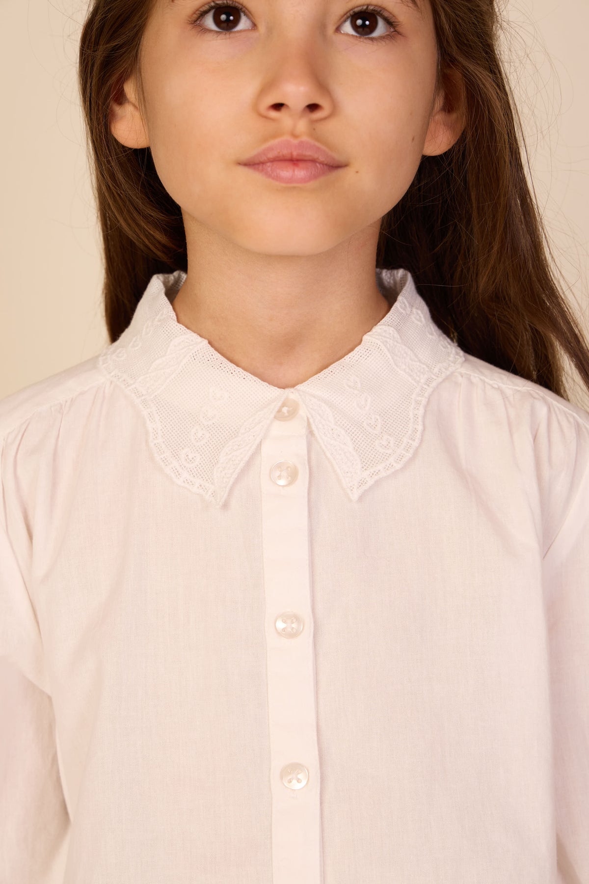 Cotton Shirt with Lace Collar - Tween - Offwhite | 101460 Holly