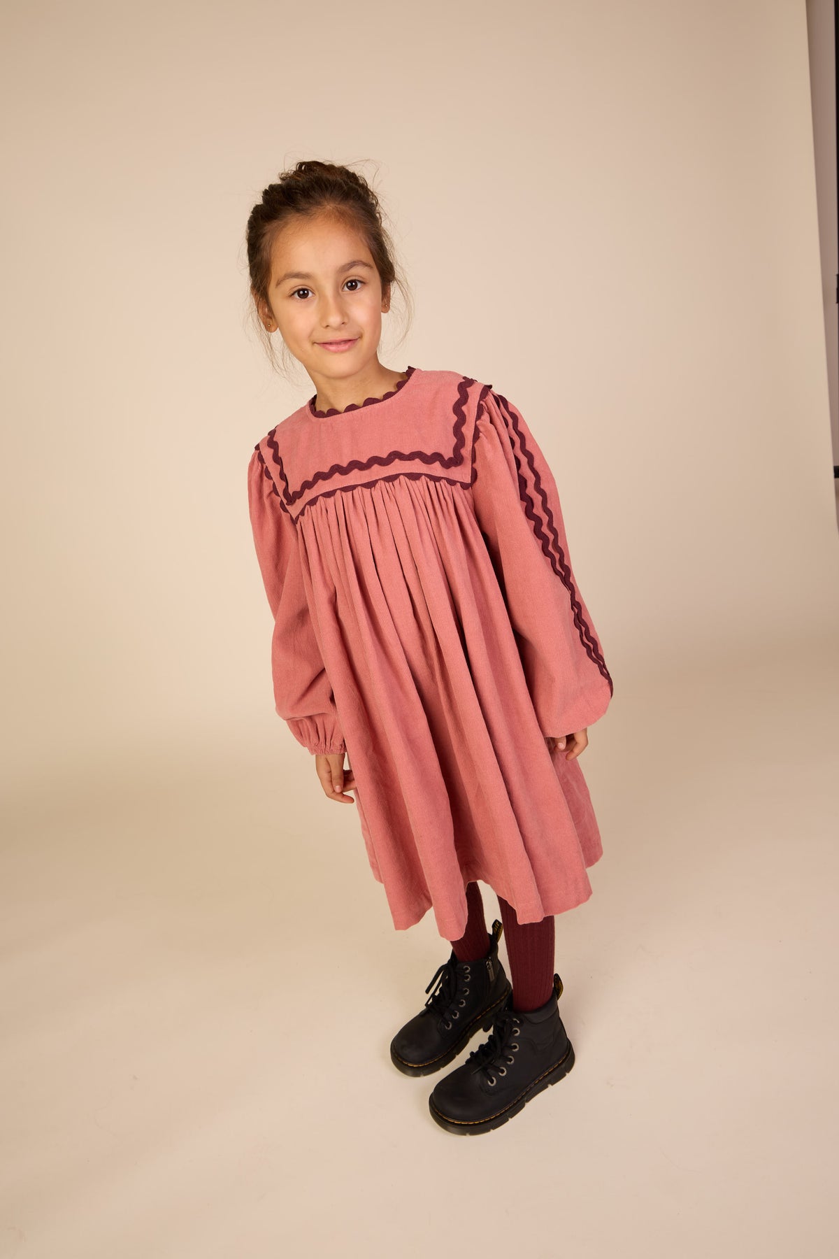 Ric Rac Corduroy Dress - Tween - Dusty Rose | 101476 Sille