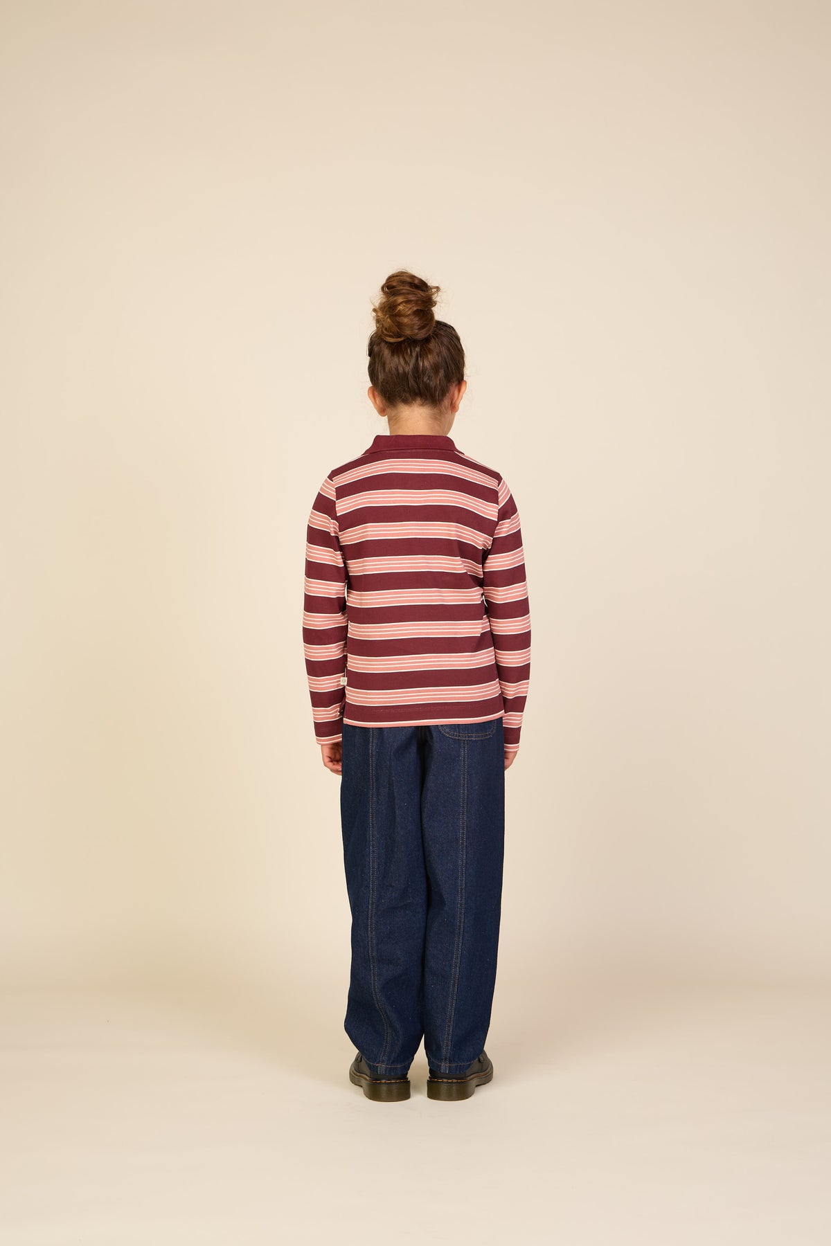 Striped Long-Sleeve Jersey Polo - Tween - Bordeaux | 101698 Hope