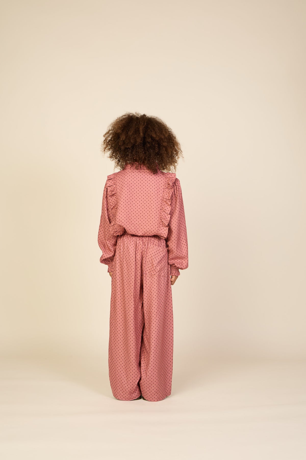 Dotted Viscose Frill Blouse - Tween - Dusty Rose/Bordeaux | 101661 Feline