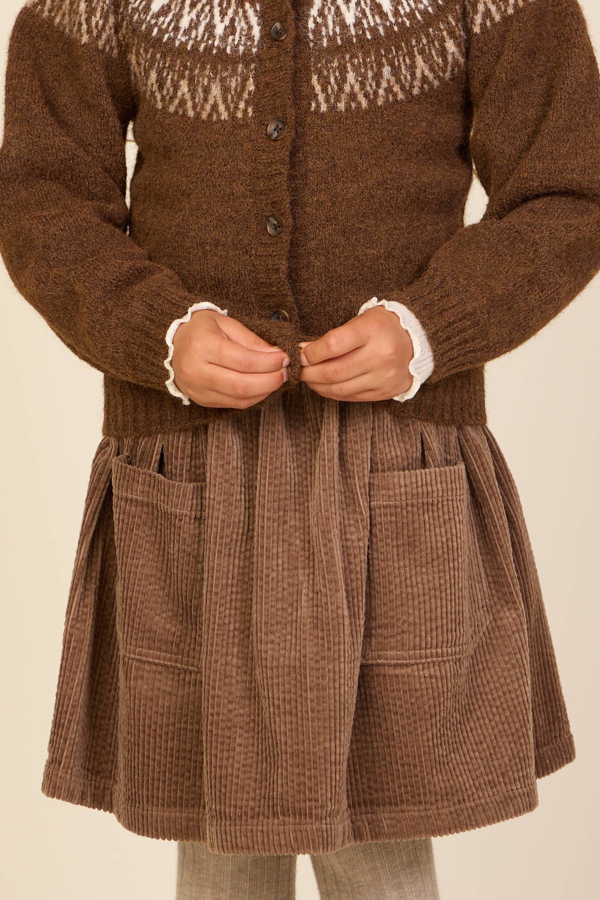 Corduroy Patch Pocket Skirt - Kids - Brown | 101679 Greta