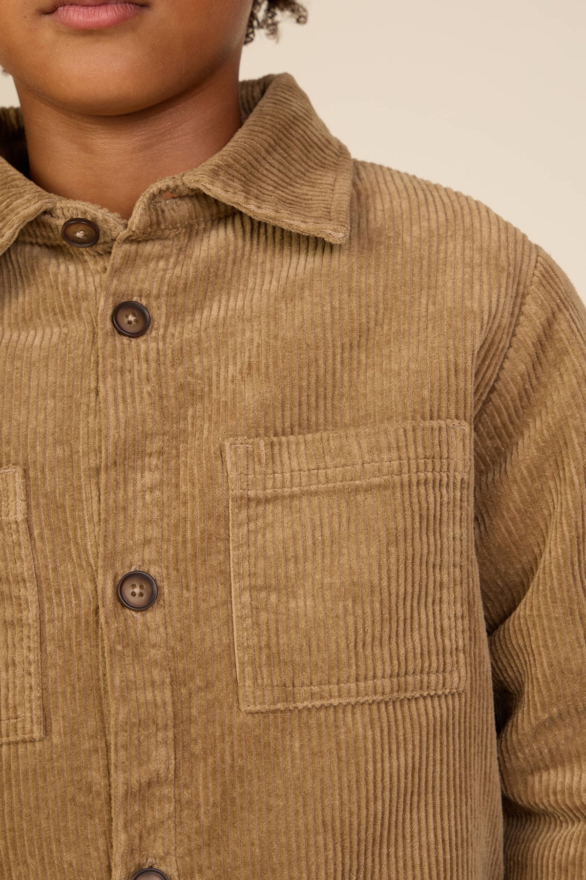 Corduroy Patch Pocket Overshirt - Tween - Khaki | 101540 Reed
