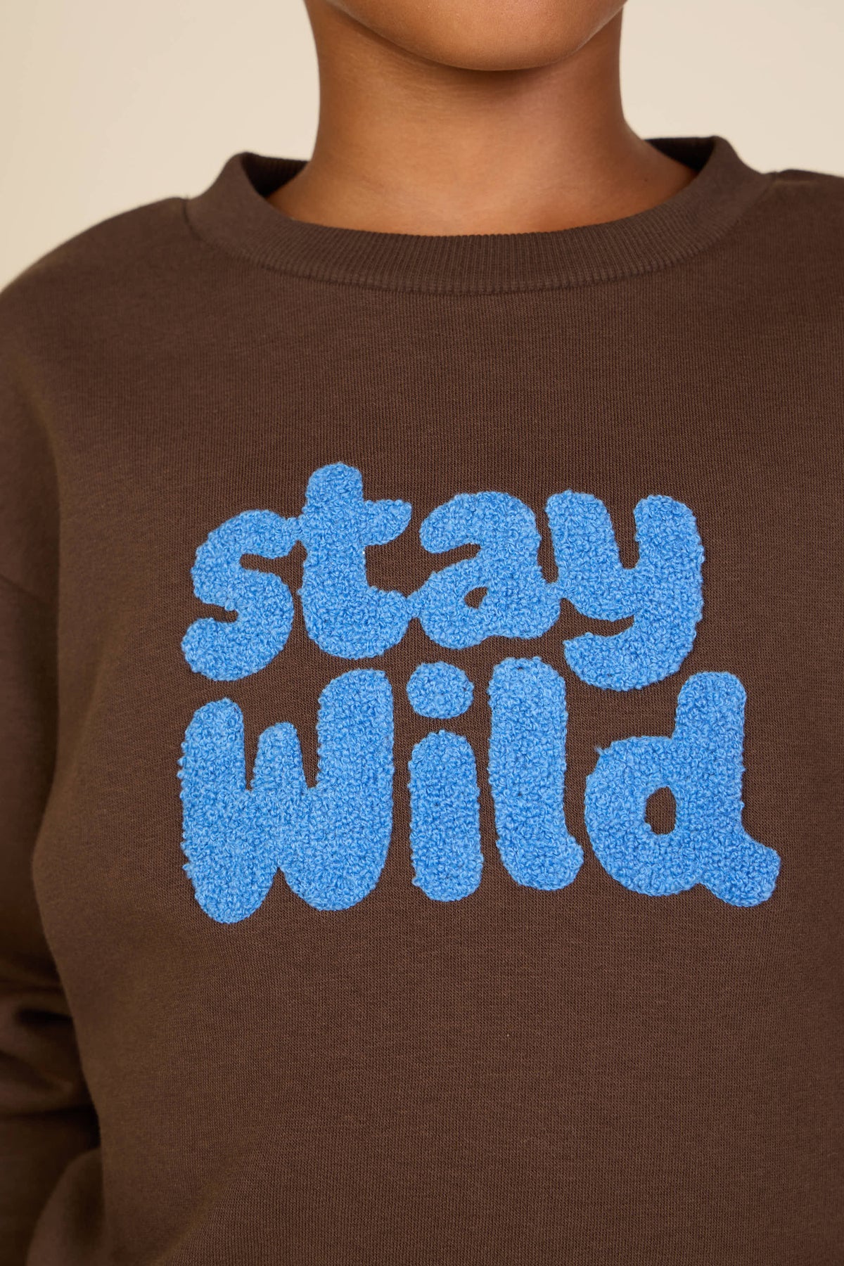 Front Print Crew Neck Sweatshirt - Tween - Dark Brown | 101623 Joel