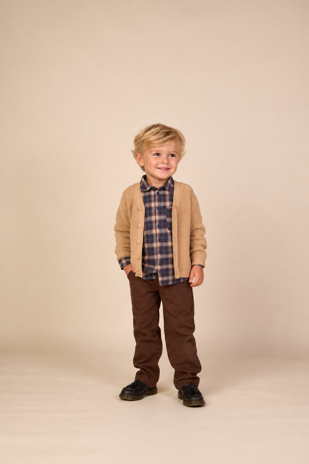 Canvas Patch Pocket Trousers - Kids - Dark Brown | 101531 Greyson