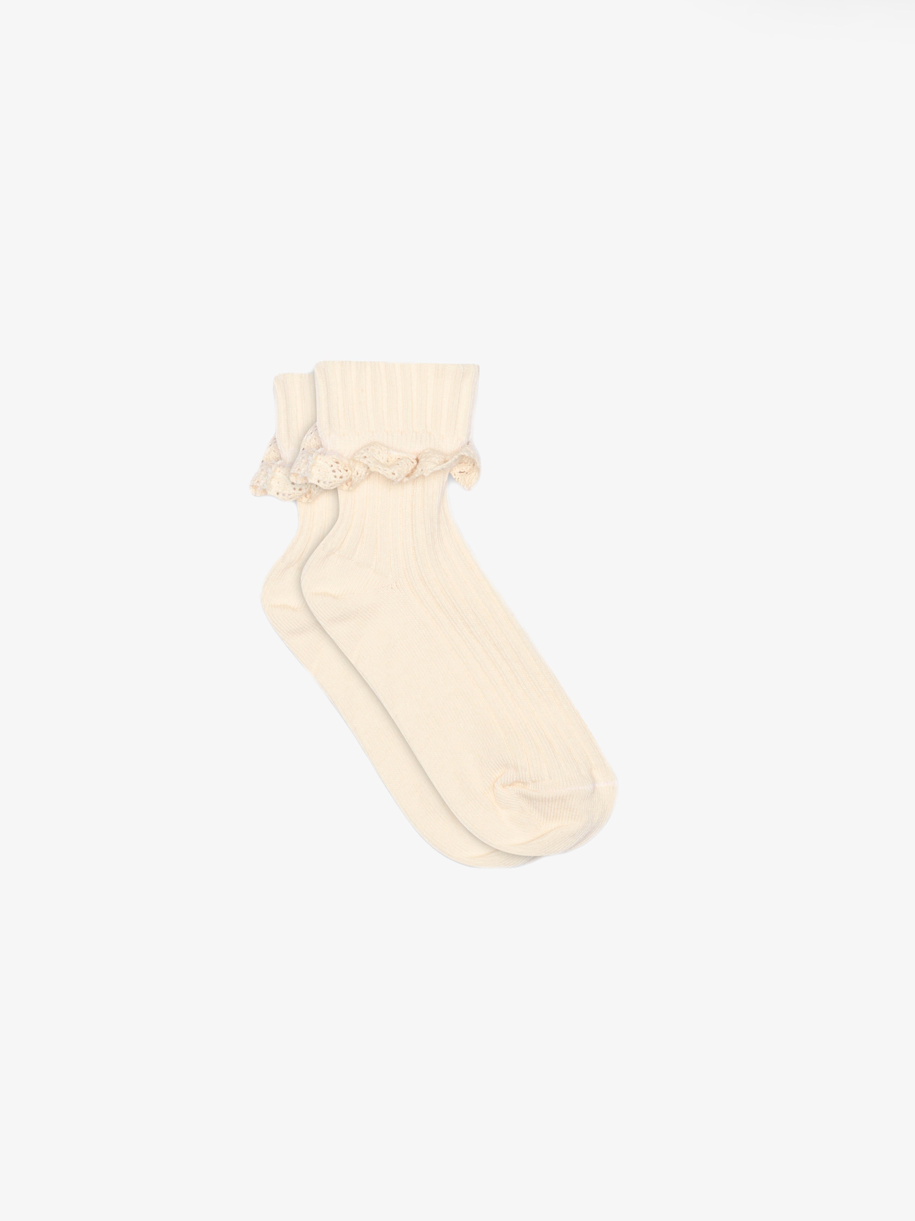 MP Cotton socks with Lace Frill - Tween - Light Beige | 101394 MP Julia Socks
