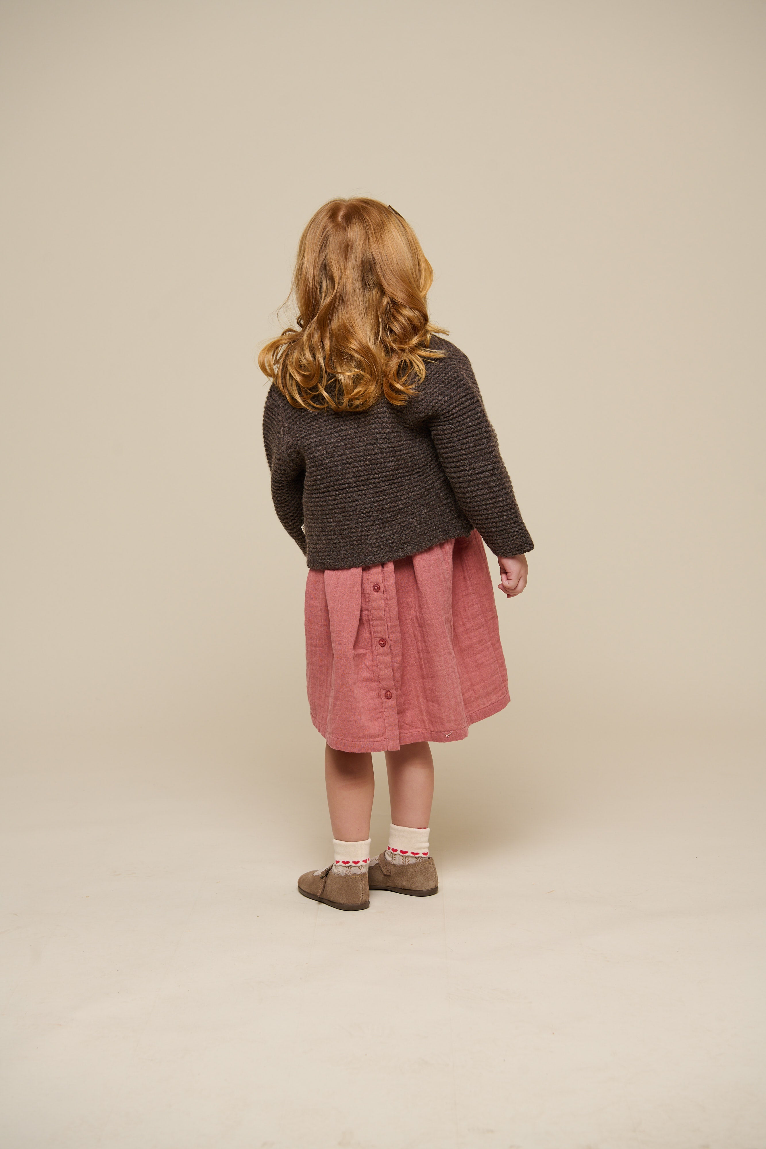 Wool Knit Cardigan - Kids - Chocolate Melange | 100876 Maya
