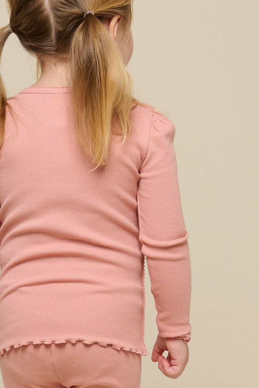 Langärmeliges T-Shirt aus Modalripp - Kids - Rose Tan | 101306 Lottie