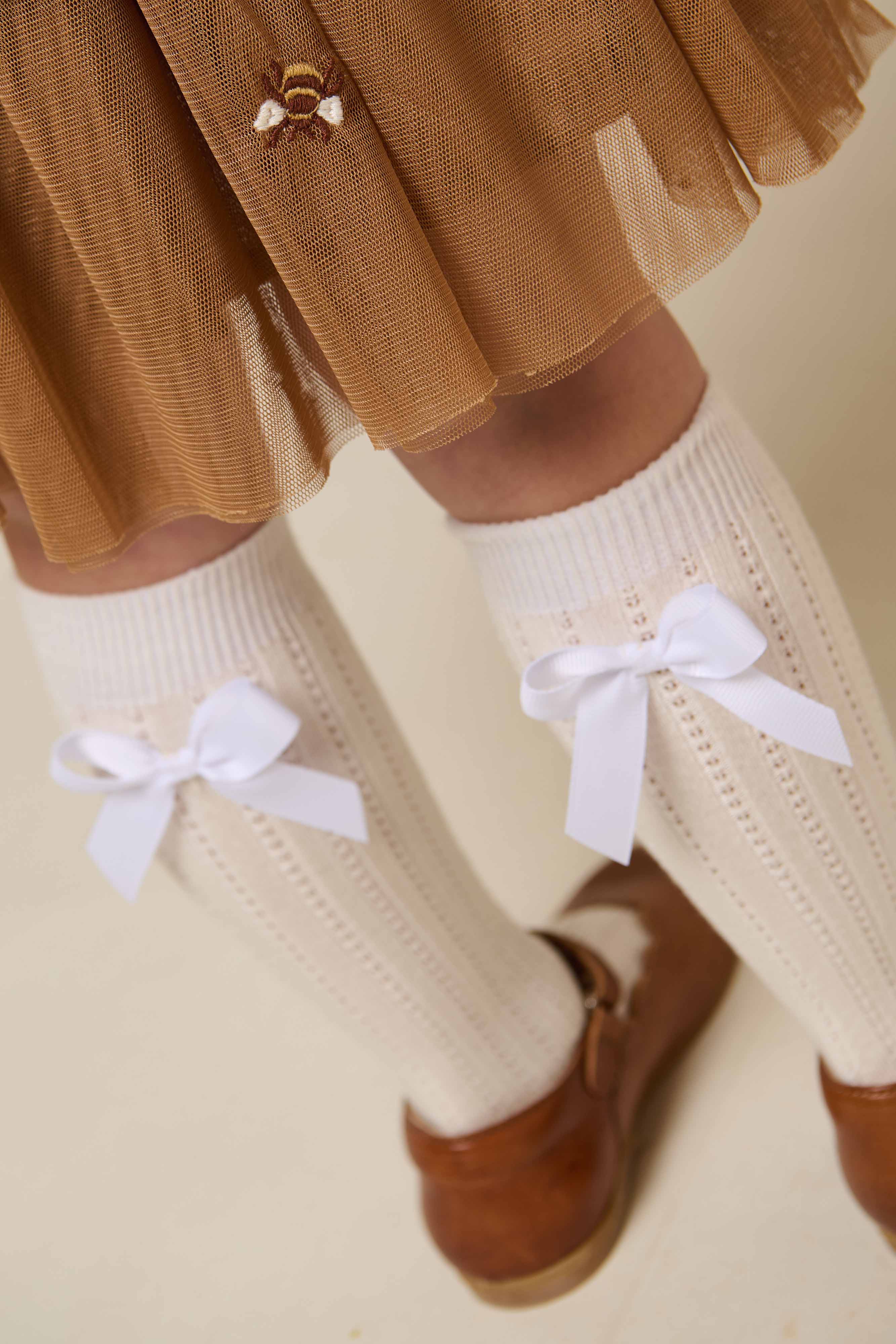 MP Knee Socks with Bow - Kids - Offwhite | 101383 MP Liva