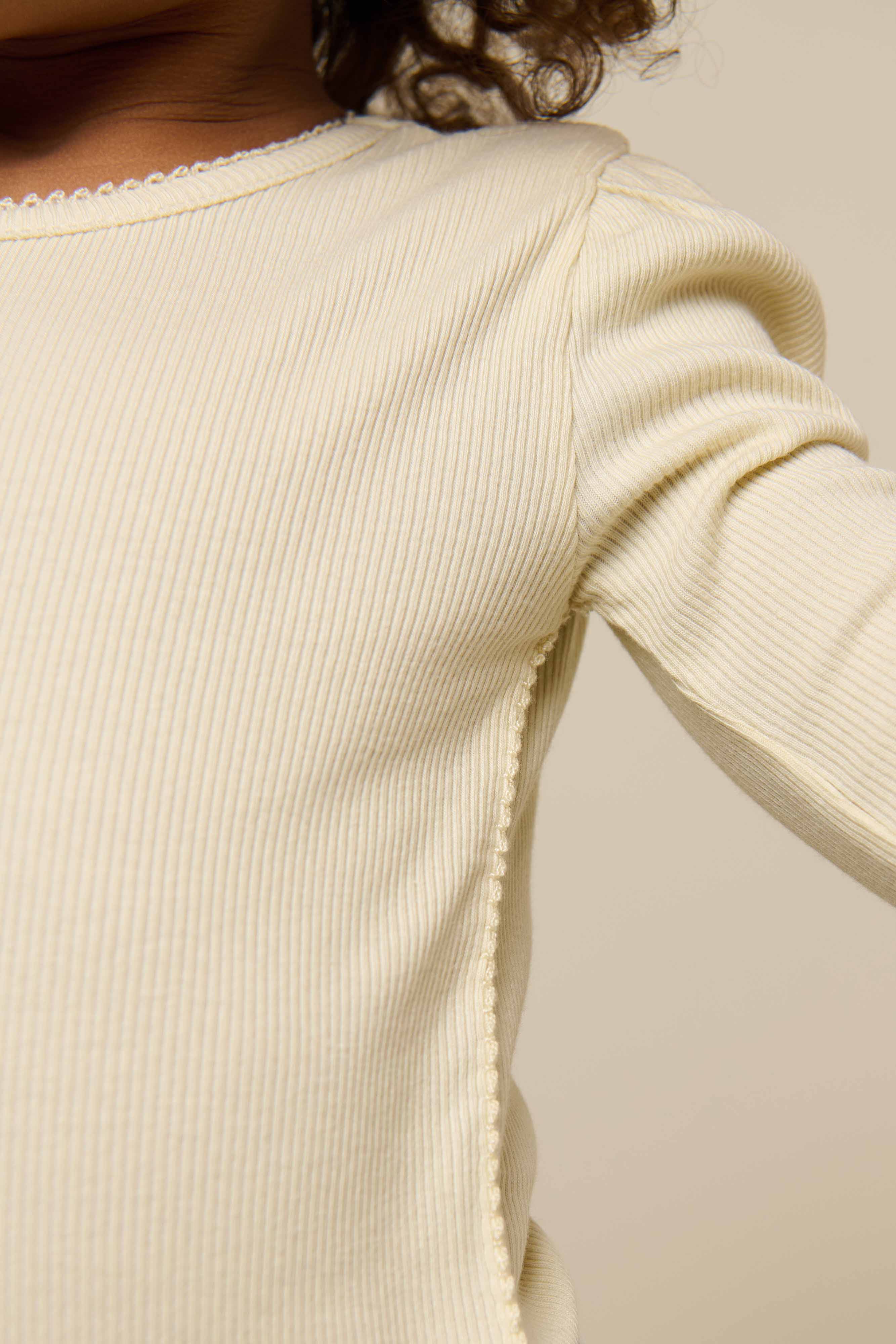 Modal Rib Long Sleeved T-shirt - Kids - OffWhite | 101312 Lottie