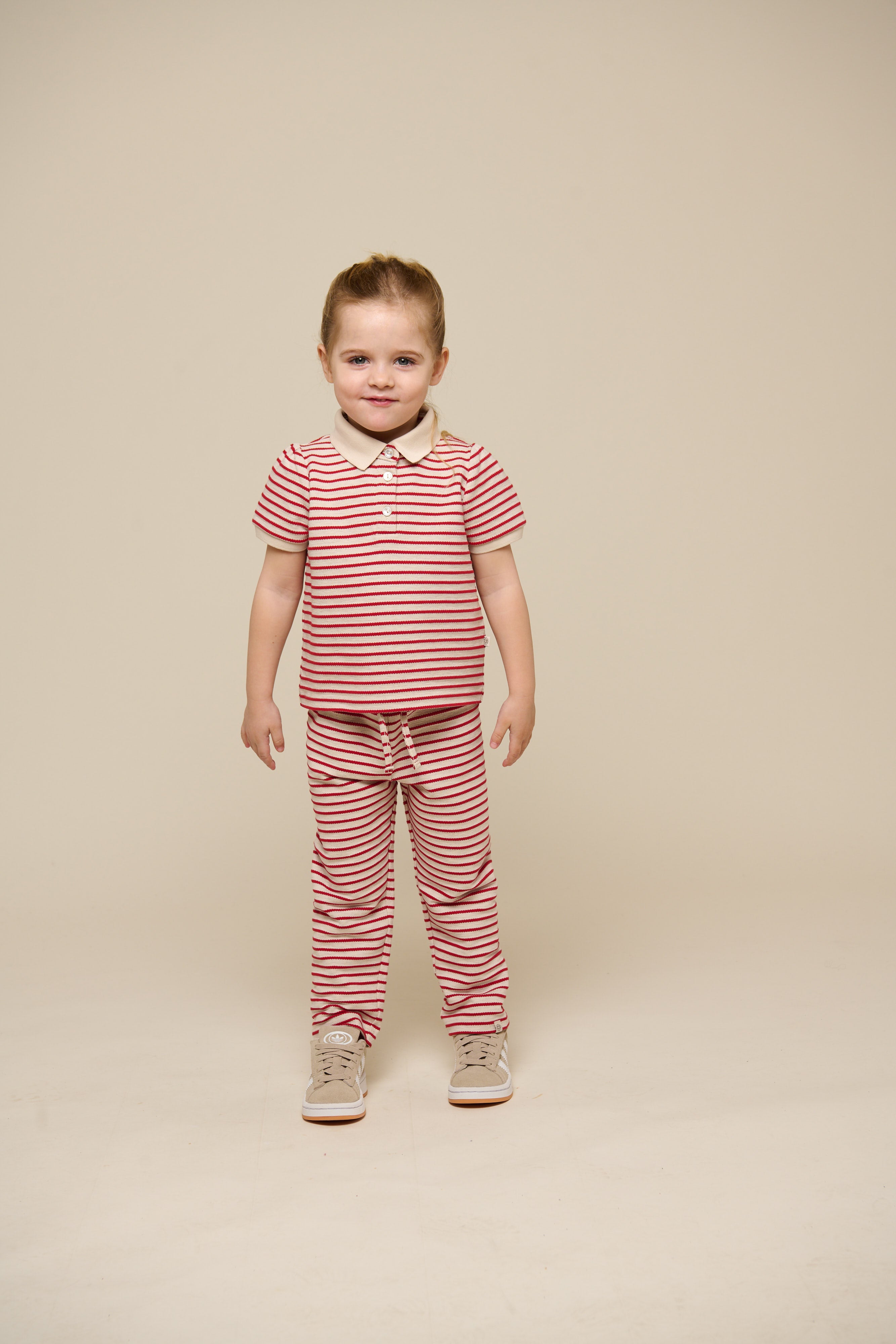 Striped Jersey Polo - Kids - Cherry Red | 101002 Emmie