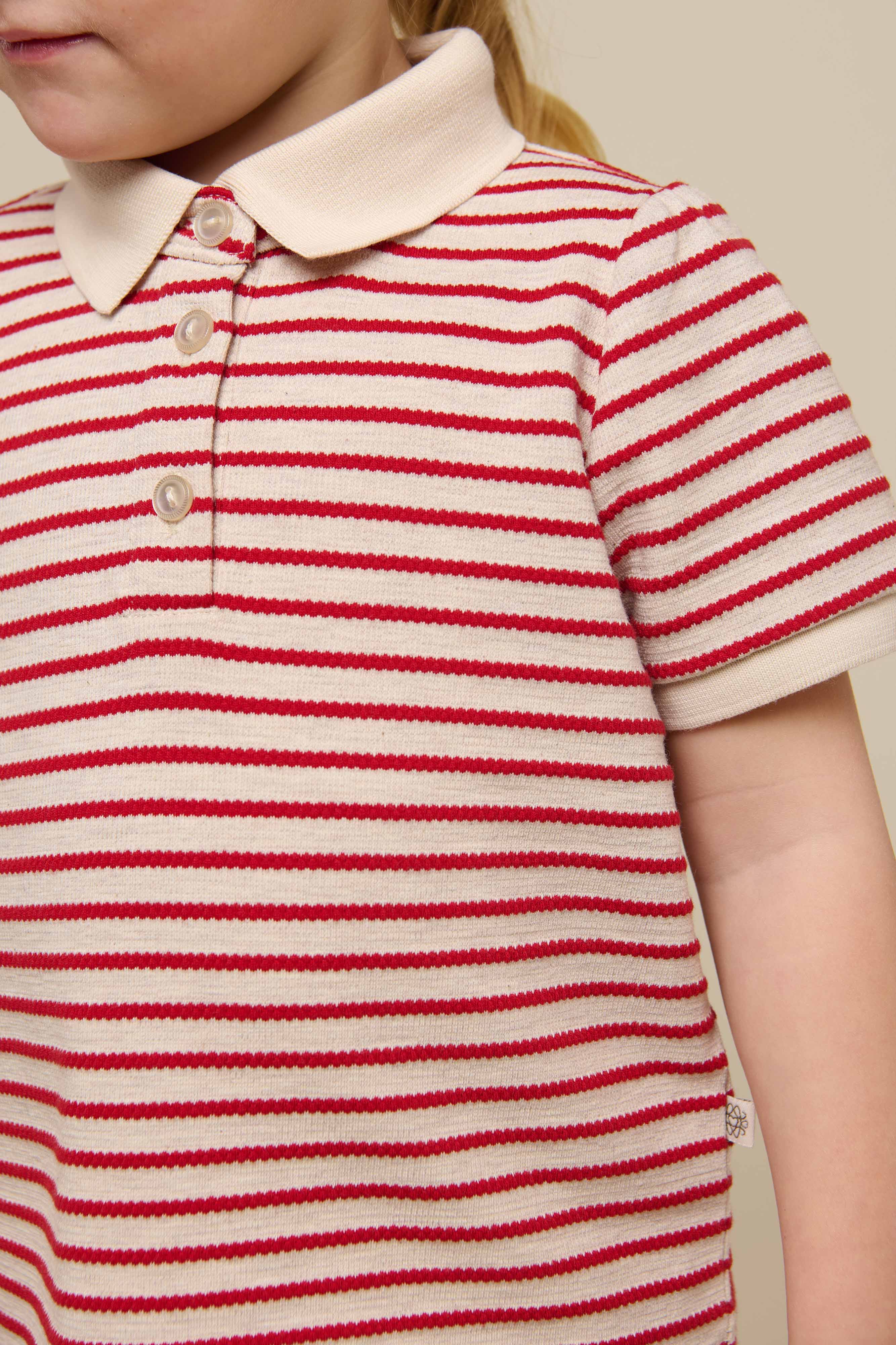 Striped Jersey Polo - Kids - Cherry Red | 101002 Emmie