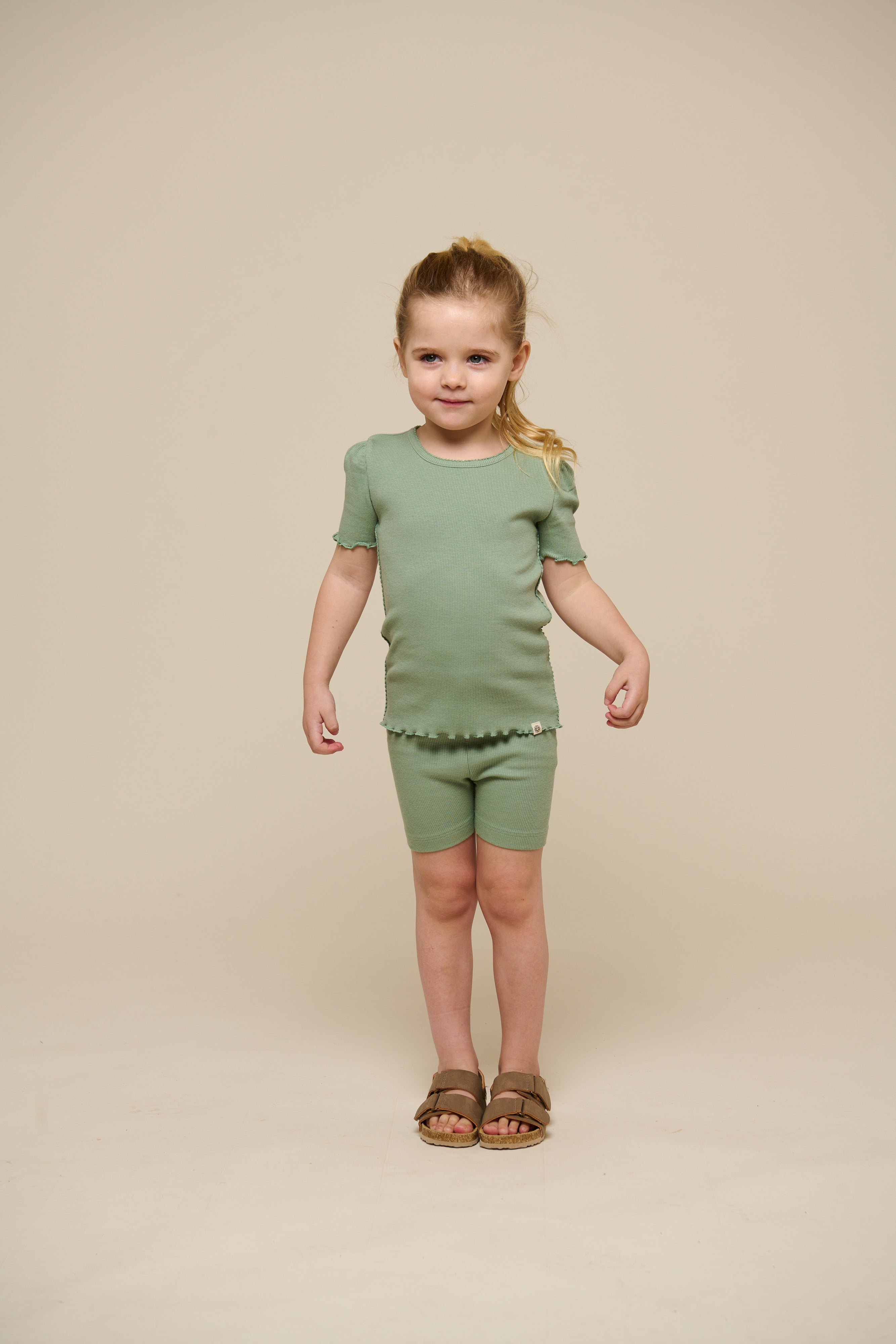 Modal Rib Short Tights - Kids - Dusty Green | 101318 Lottie