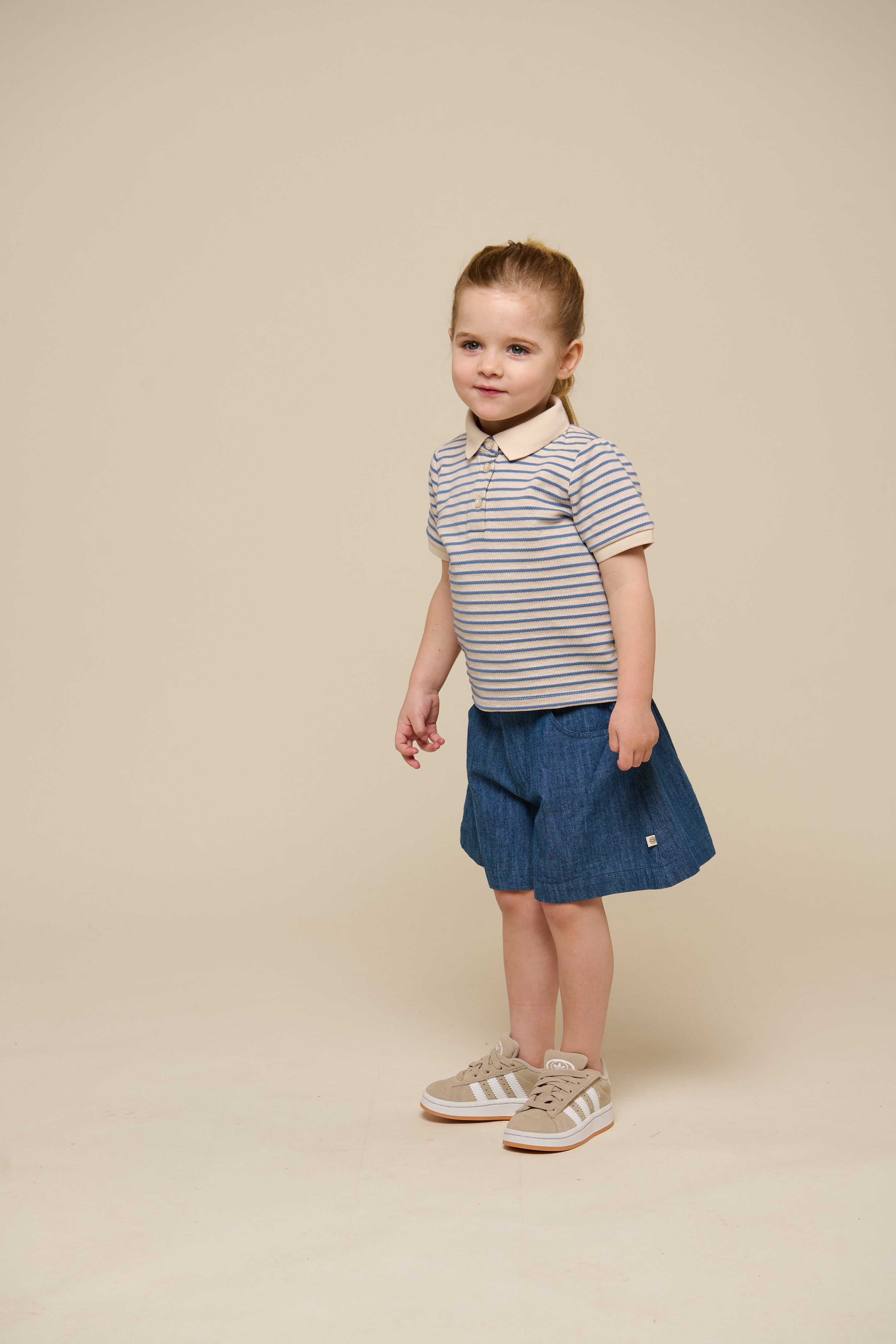 Striped Jersey Polo - Kids - Blue | 101006 Emmie