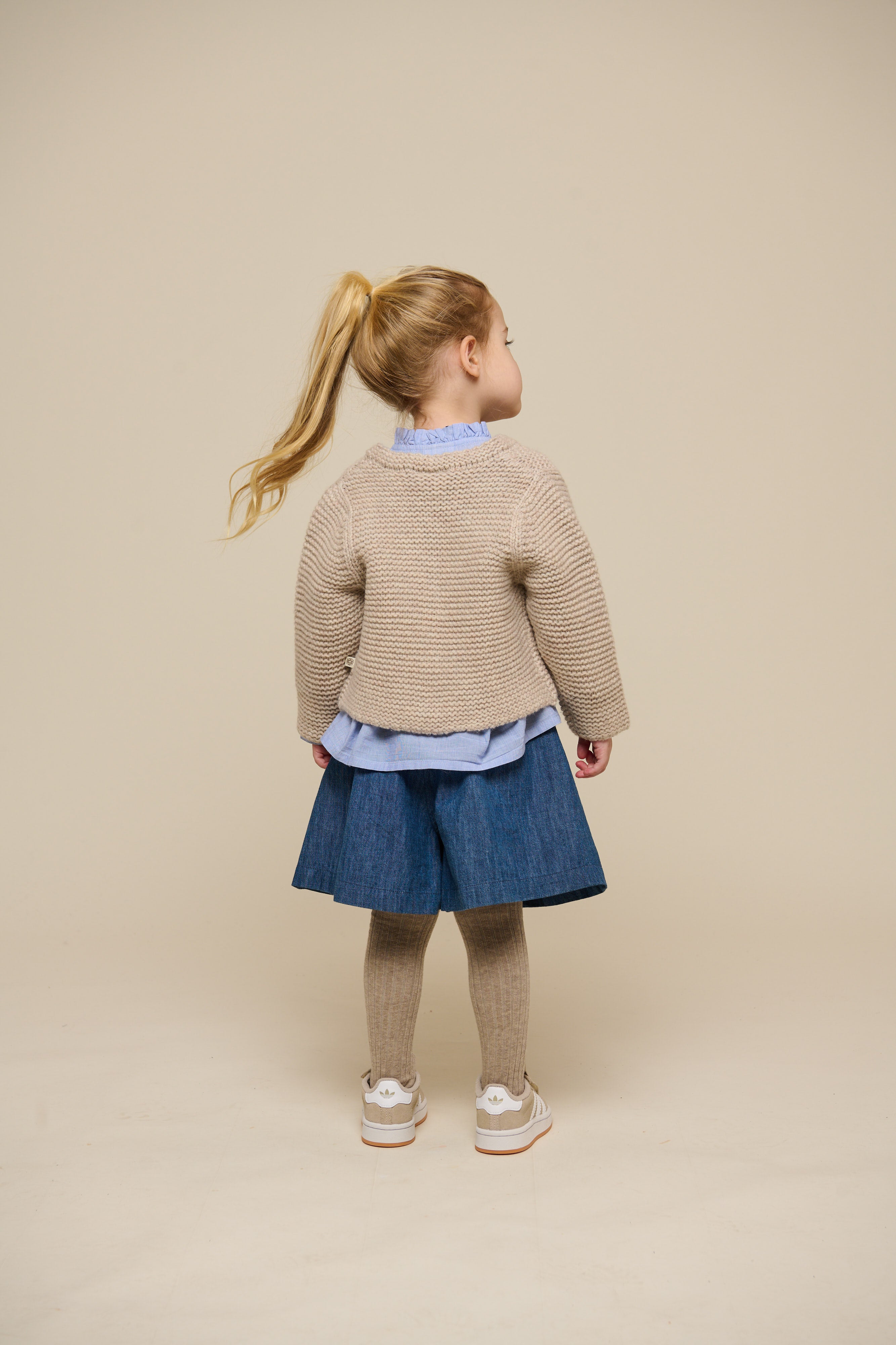 Wool Knit Cardigan - Kids - Caffe Latte Melange | 100874 Maya