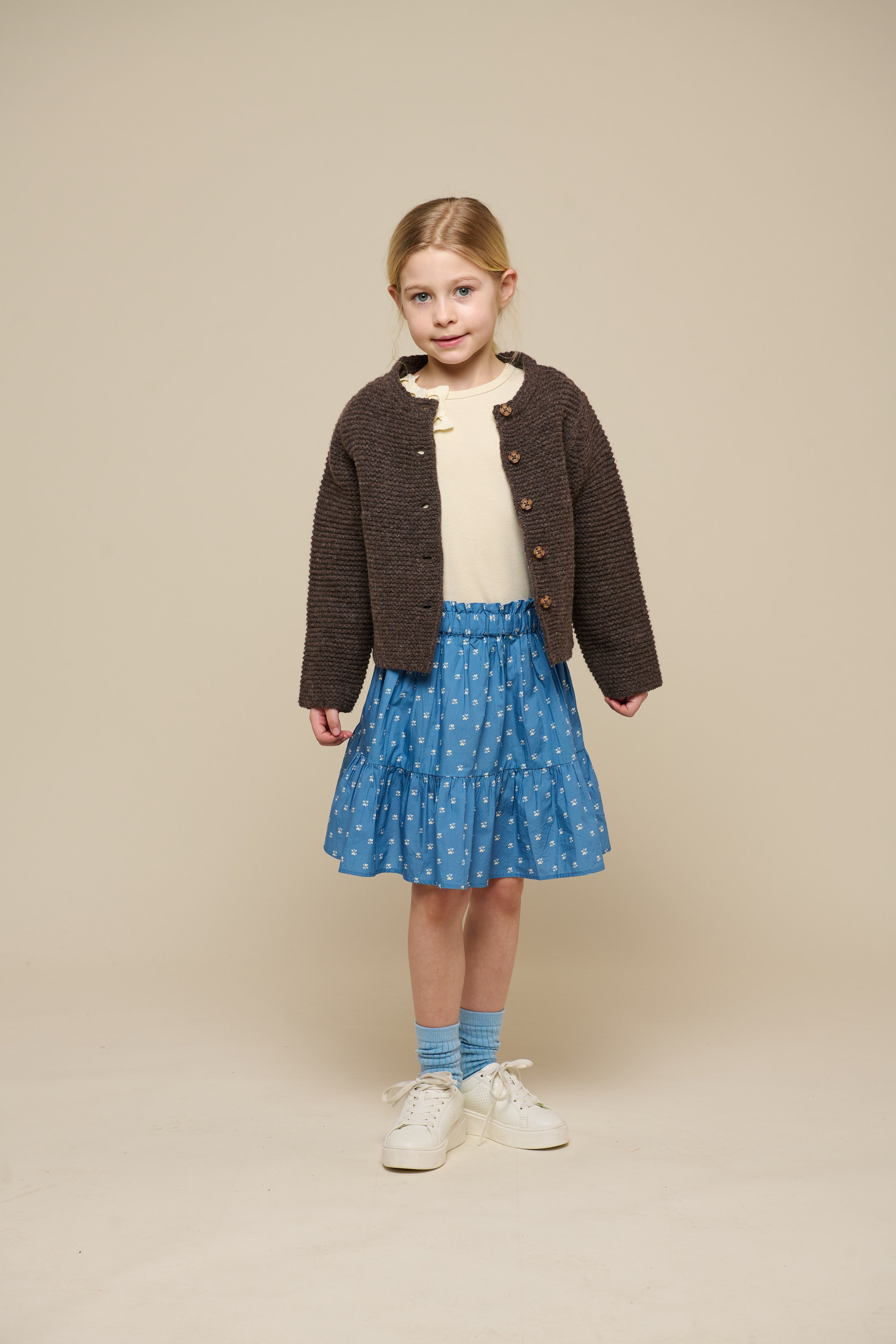 Wool Knit Cardigan - Tween - Chocolate Melange | 100877 Maya