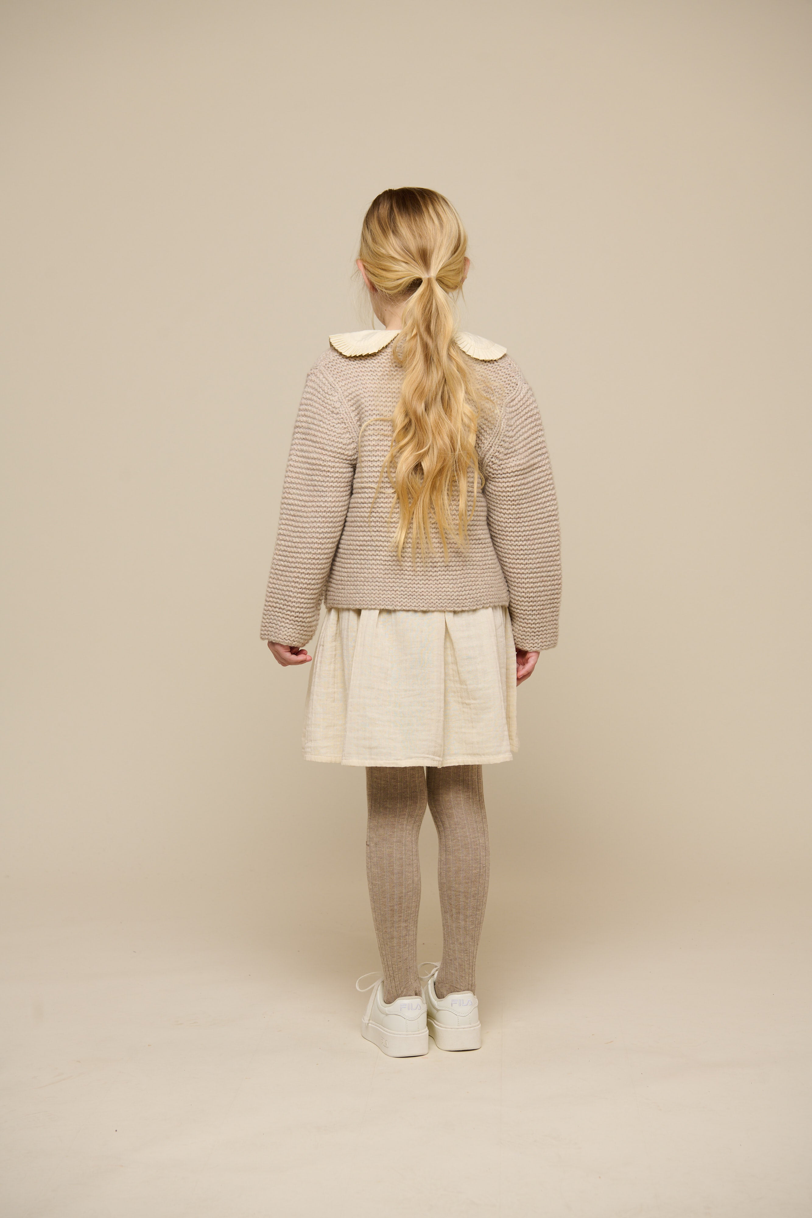 Wool Knit Cardigan - Tween - Caffe Latte Melange | 100875 Maya
