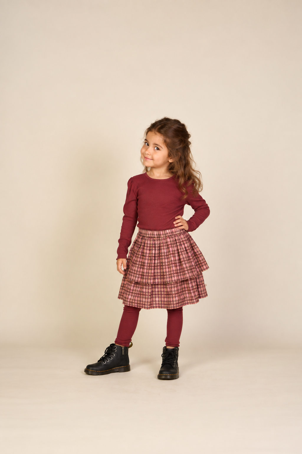 Checked Cotton Skirt - Kids - Rose | 101497 Penny
