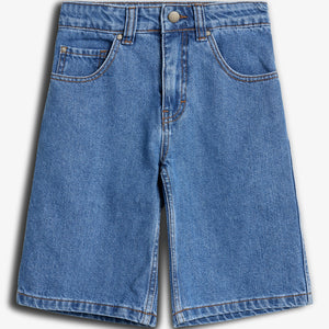 Long Line Denim Shorts - Blue Denim | 100106 Storm