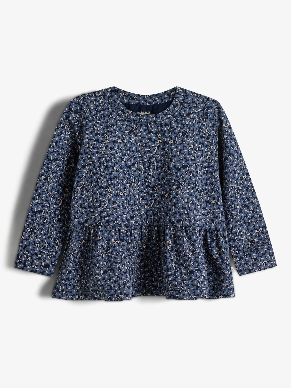 Jersey Peplum Blouse w. Ditsy Print - Little - Blue