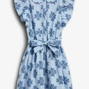 Heart Print Shirt Dress - Blue / Dusty Cobalt | 100235 Cloe