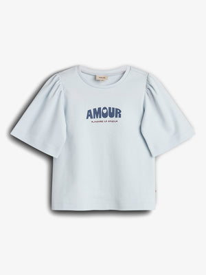 Puff Sleeve Print T-Shirt with placement print - Tween - Barely Blue | 100464 Rosa