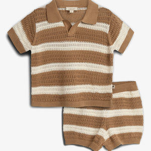 Striped Knit Shorts and Top - Walnut | 100279 Piet