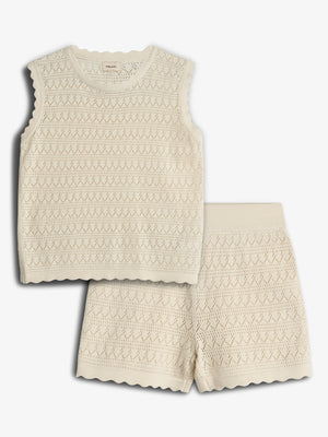 Knit Shorts and Top - Off White | 100286 Vivi