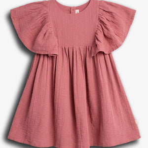 Muslin Butterfly-sleeve Dress with Embroidery - Blush | 100291 Ella