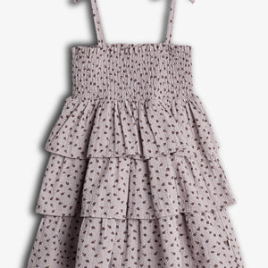 Flower Print Ruffle Dress - Purple Flower | 100307 Annie