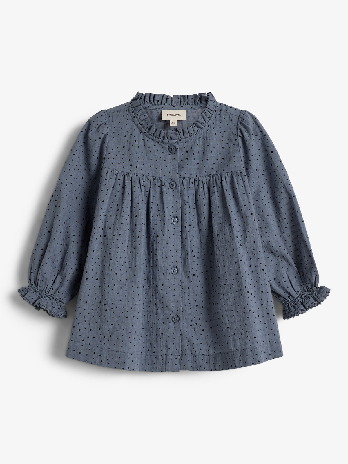 Cotton Tunic w. Micro Dots - Little - Dusty Blue