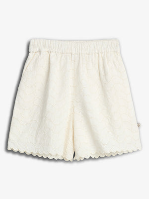Butterfly Embroidery Shorts - Tween - Off White | 100436 Karla