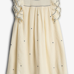 Dress with Contraste Embroidery - Off White | 100480 Harper