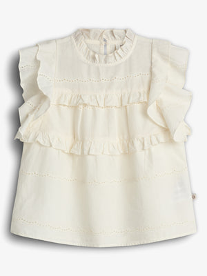 Sleeveless Frill Blouse - Tween - Off White | 100487 Frida