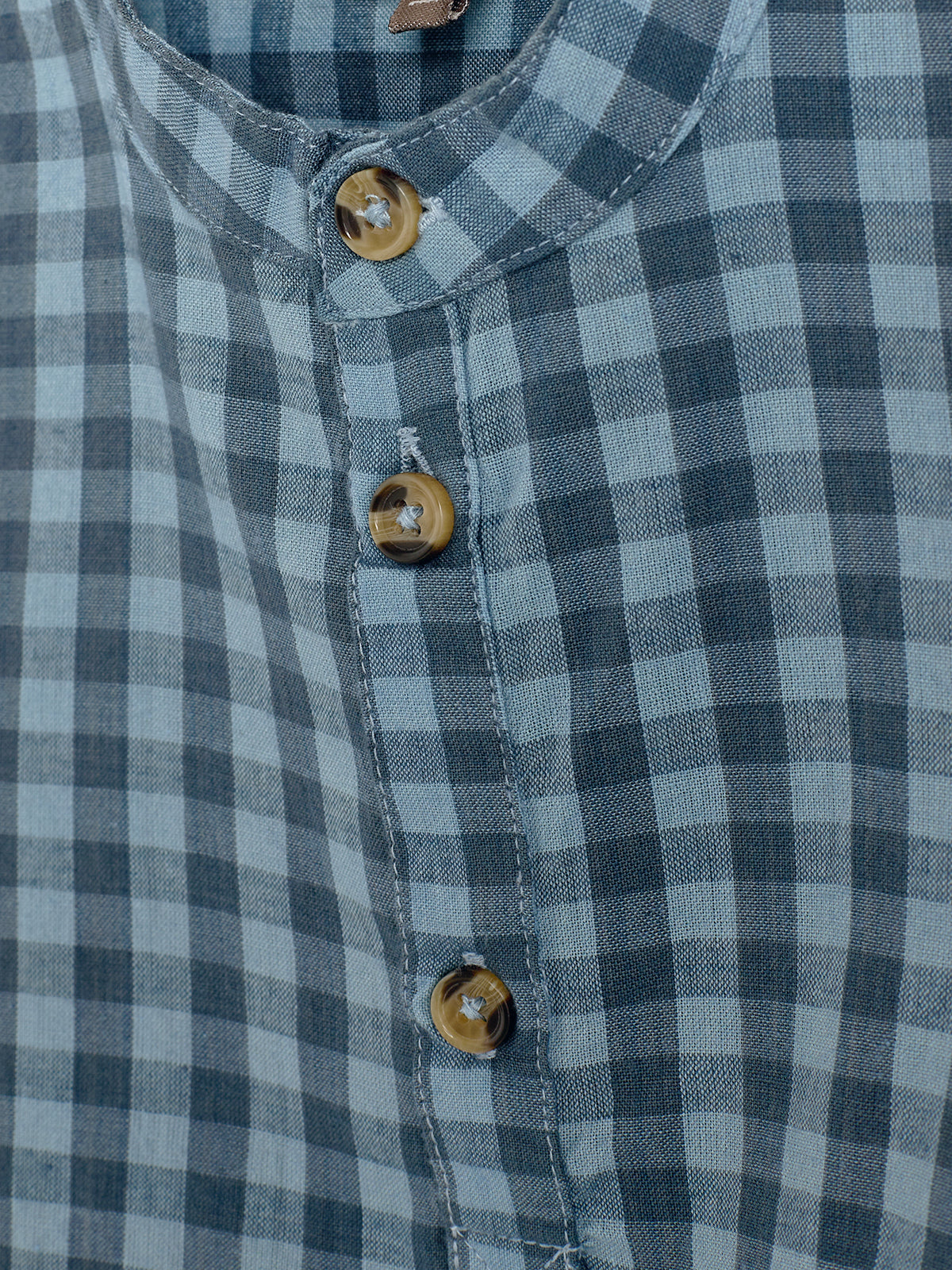 Gingham Cotton Shirt - Little - Blue