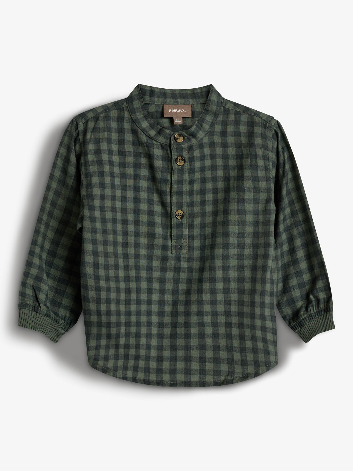 Micro Gingham Cotton Shirt - Little - Green