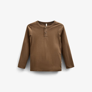 Long Sleeve Cotton Rib T-shirt - Tween - Coffee | 100569 Manson