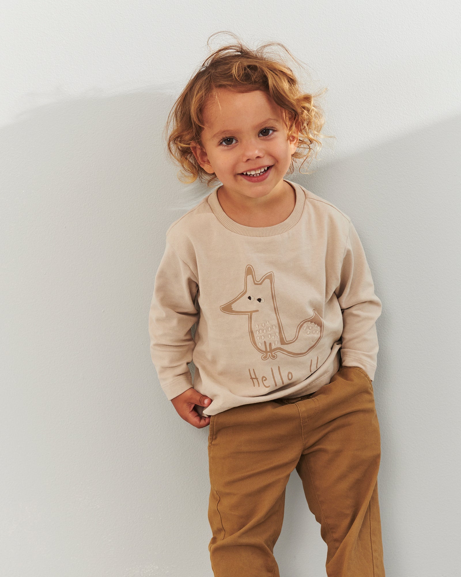 Foxie Long Sleeved T-shirt - Little - Beige