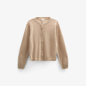 Cotton Pointelle Cardigan - Kids - Caffe Latte | 100683 Esme