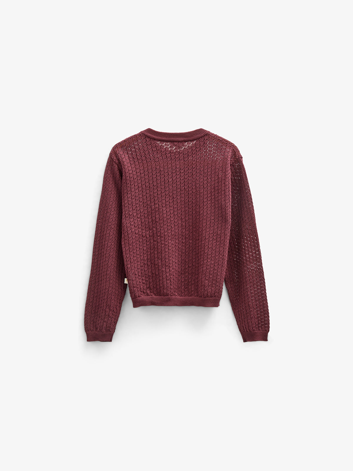 Cotton Pointelle Cardigan - Tween - Burgundy | 100686 Esme