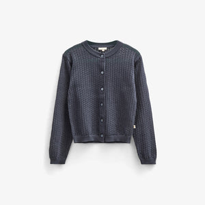 Cotton Pointelle Cardigan - Kids - Navy | 100687 Esme