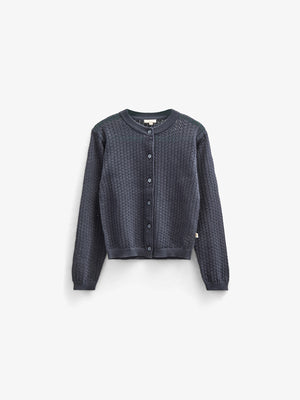 Cotton Pointelle Cardigan - Tween - Navy | 100688 Esme