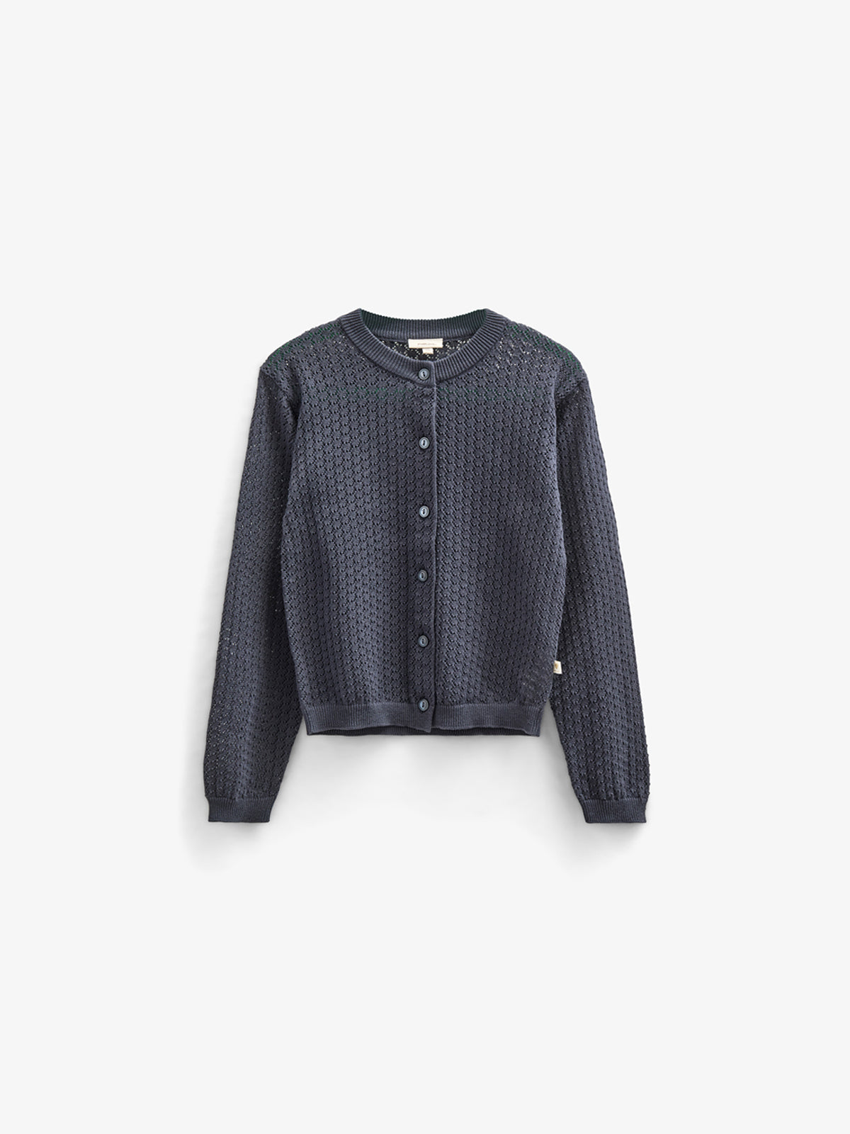 Cotton Pointelle Cardigan - Kids - Navy | 100687 Esme